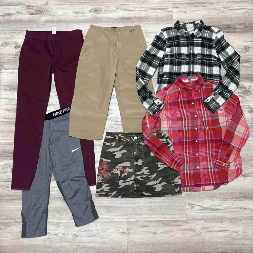 Girls Clothing Lot 14 16 XL Fall School Wardrobe Burberry Capri Pant Skirt 7Pc